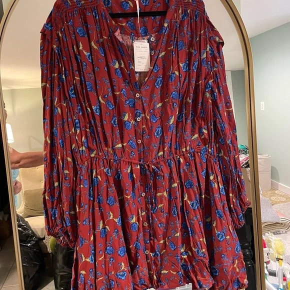 Free People Flower Fields Dress. XL. NWT. Burgundy. Floral. Long sleeve. - Picture 3 of 9